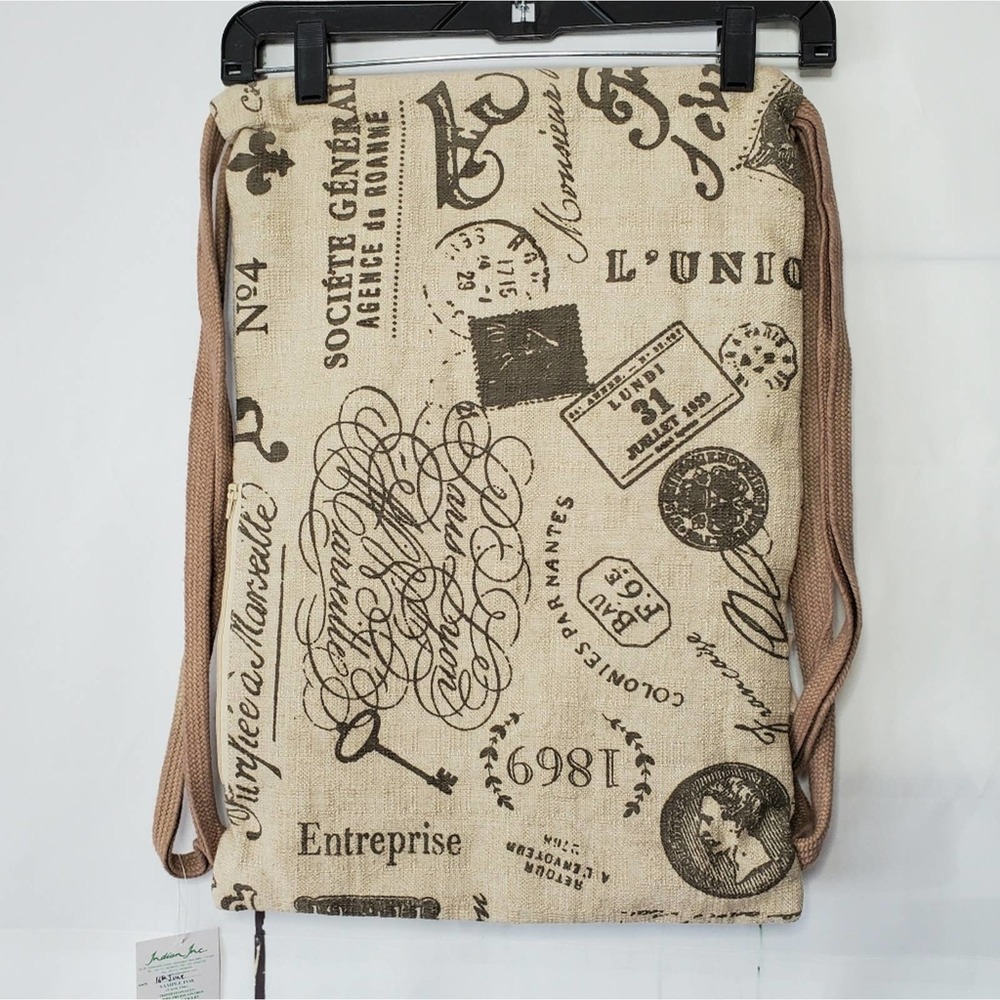 *SOLD* Indian Inc. Butterfly Boho Burlap Knapsack Bag - Picture 2 of 8